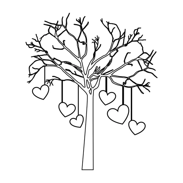Δέντρο με αναρτημένα καρδιές — Διανυσματικό Αρχείο