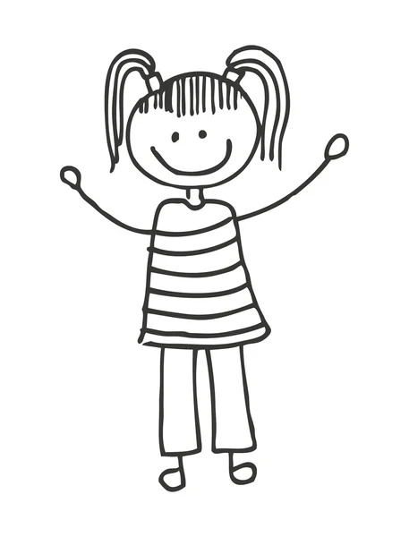 Drawing happy girl — Stock Vector