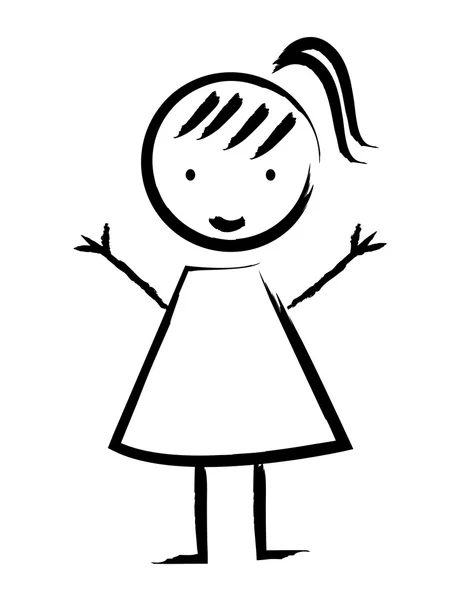 Happy girl drawn — Stock Vector