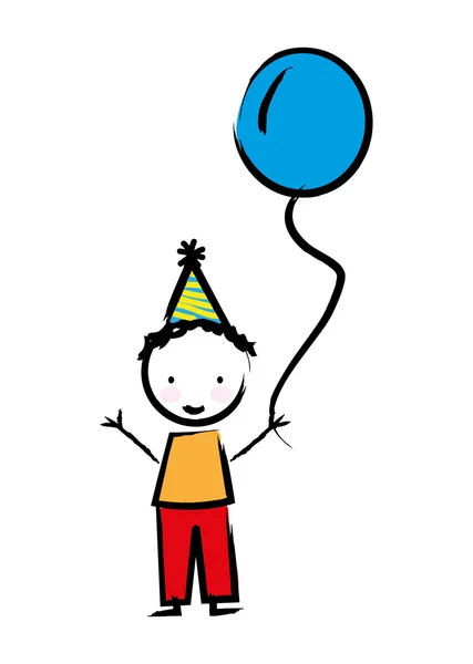 Çizilmiş balon ile mutlu çocuk — Stok Vektör