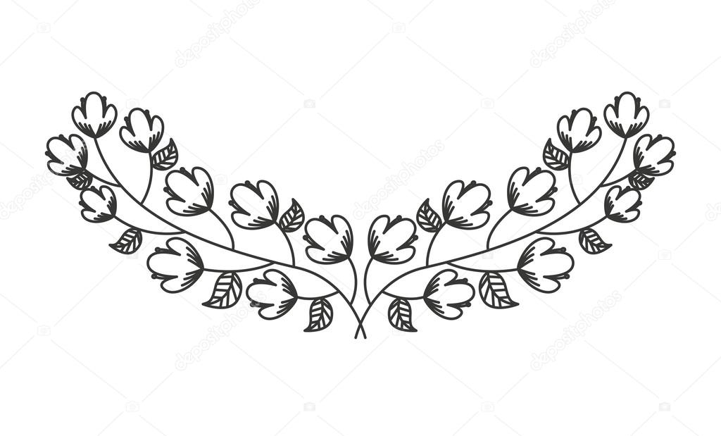 Flowers Wreath Isolated Icon Design Stock Vector