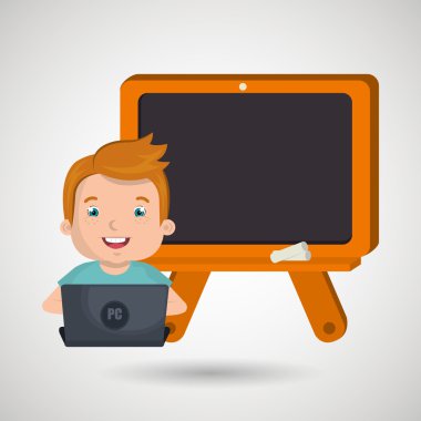 Çocuklar okulda dizüstü bilgisayar kullanarak 