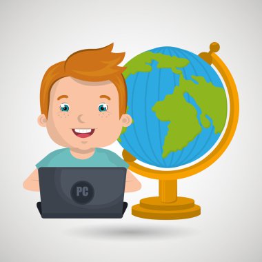 Çocuklar okulda dizüstü bilgisayar kullanarak 