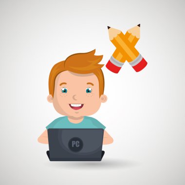 Çocuklar okulda dizüstü bilgisayar kullanarak 