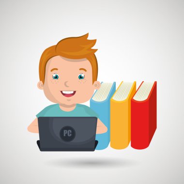 Çocuklar okulda dizüstü bilgisayar kullanarak 