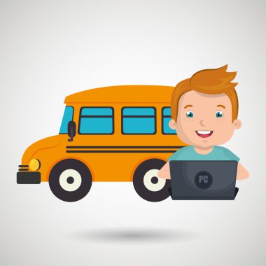 Çocuklar okulda dizüstü bilgisayar kullanarak 