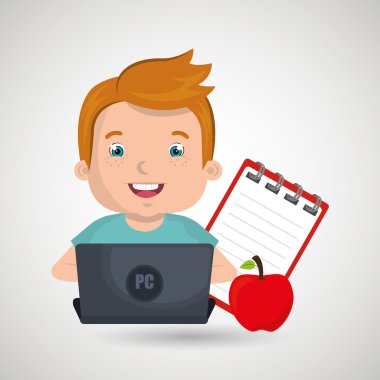 Çocuklar okulda dizüstü bilgisayar kullanarak 