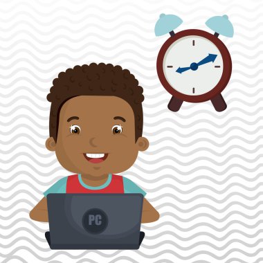 Çocuklar okulda dizüstü bilgisayar kullanarak 