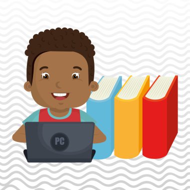 Çocuklar okulda dizüstü bilgisayar kullanarak 