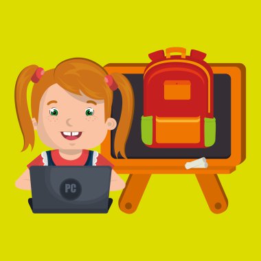 Çocuklar okulda dizüstü bilgisayar kullanarak 