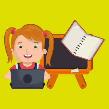 Çocuklar okulda dizüstü bilgisayar kullanarak 