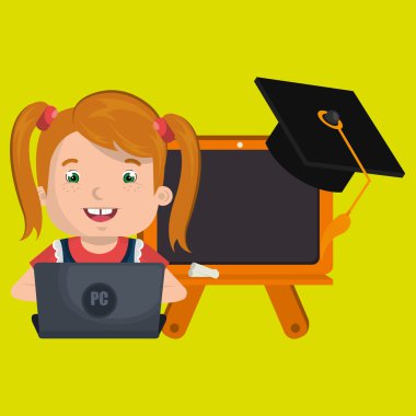 Çocuklar okulda dizüstü bilgisayar kullanarak 