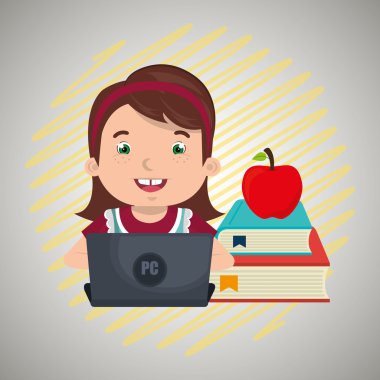 Çocuklar okulda dizüstü bilgisayar kullanarak 