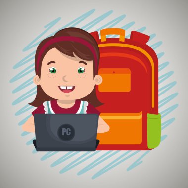 Çocuklar okulda dizüstü bilgisayar kullanarak 