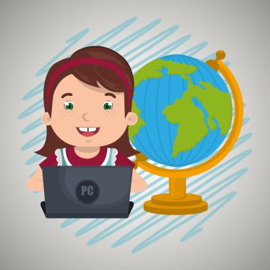 Çocuklar okulda dizüstü bilgisayar kullanarak 