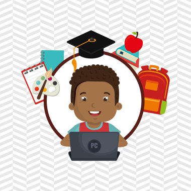 Çocuklar okulda dizüstü bilgisayar kullanarak 