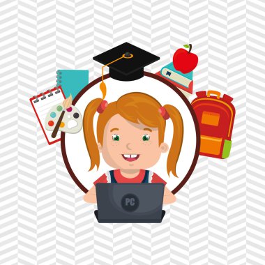 Çocuklar okulda dizüstü bilgisayar kullanarak 