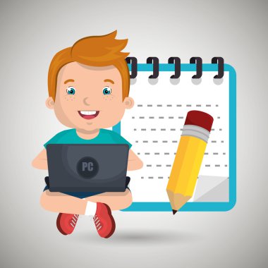 Çocuklar okulda dizüstü bilgisayar kullanarak 