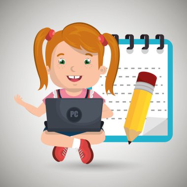 Çocuklar okulda dizüstü bilgisayar kullanarak 