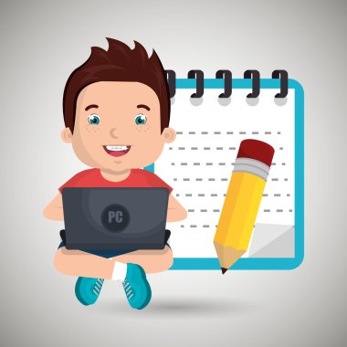 Çocuklar okulda dizüstü bilgisayar kullanarak 