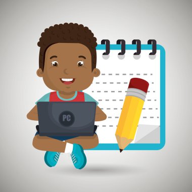 Çocuklar okulda dizüstü bilgisayar kullanarak 