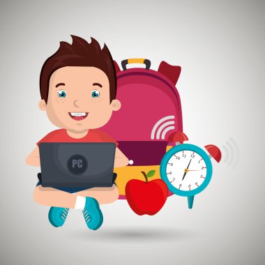 Çocuklar okulda dizüstü bilgisayar kullanarak 