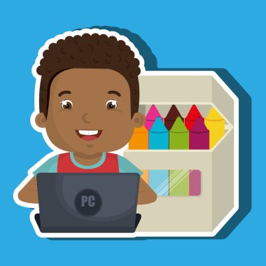 Laptop Tasarım Okulu kullanarak çocuk