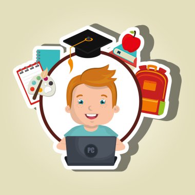 Laptop Tasarım Okulu kullanarak çocuk