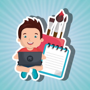 Laptop Tasarım Okulu kullanarak çocuk