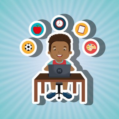 Laptop Tasarım Okulu kullanarak çocuk