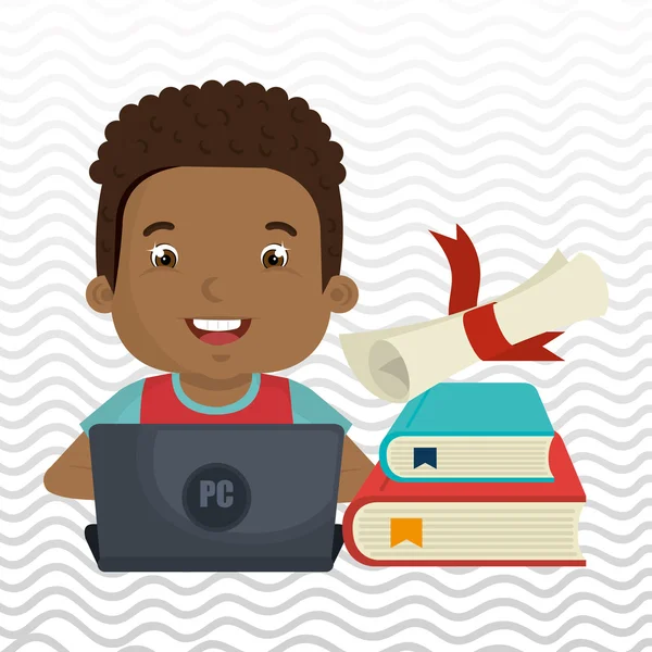 Çocuklar okulda dizüstü bilgisayar kullanarak 