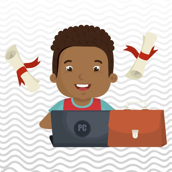 Çocuklar okulda dizüstü bilgisayar kullanarak 