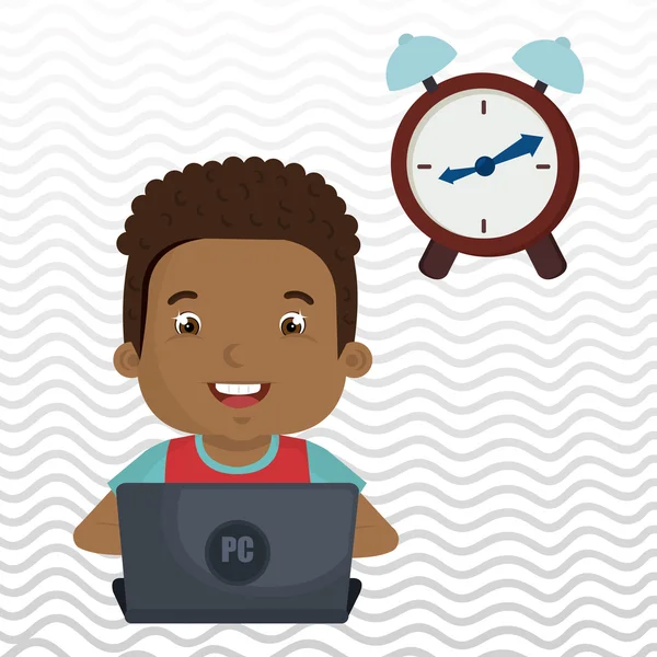 Çocuklar okulda dizüstü bilgisayar kullanarak 