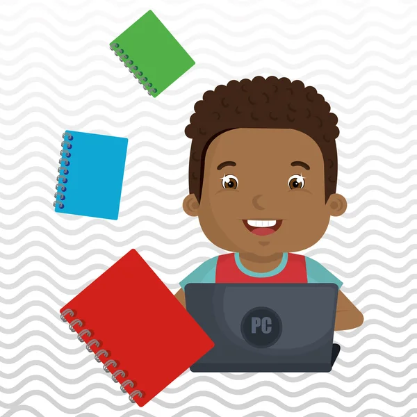 Çocuklar okulda dizüstü bilgisayar kullanarak 