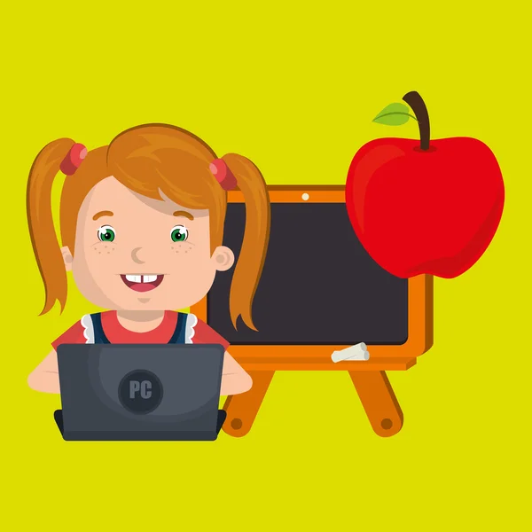 Dzieci za pomocą laptopa w szkole — Wektor stockowy