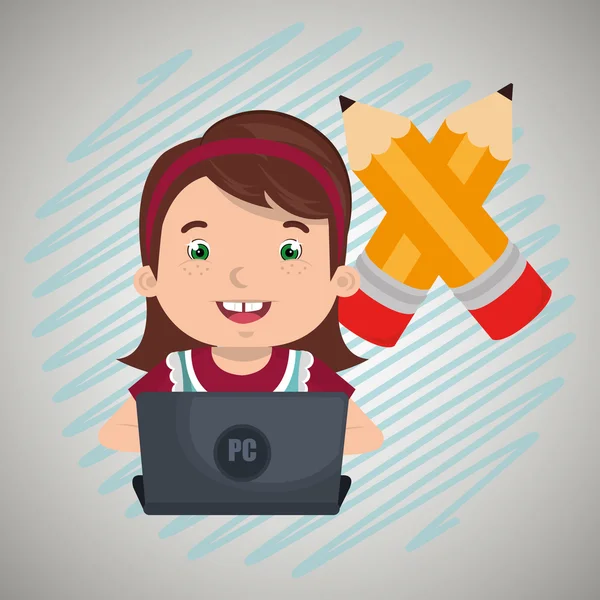 Çocuklar okulda dizüstü bilgisayar kullanarak 