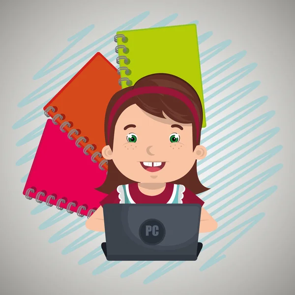 Çocuklar okulda dizüstü bilgisayar kullanarak 