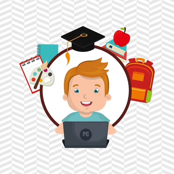 Çocuklar okulda dizüstü bilgisayar kullanarak 