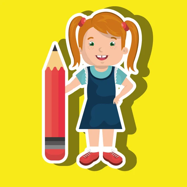 Happy child with  in school design — Stock Vector