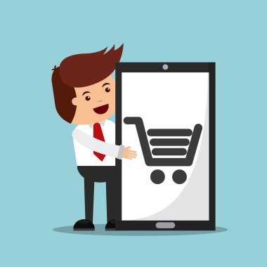 smartphone başarılı iş adamı karakteri  