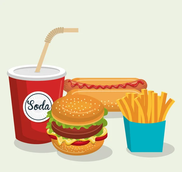 Definir fast food — Vetor de Stock