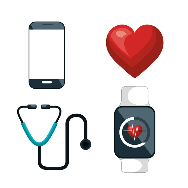 Dijital sağlık Icons set — Stok Vektör
