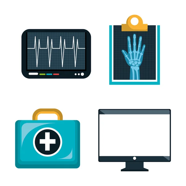 Digitale gezondheidszorg icons set — Stockvector