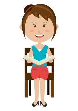 öğretmen avatar kız okuma,vektör grafik