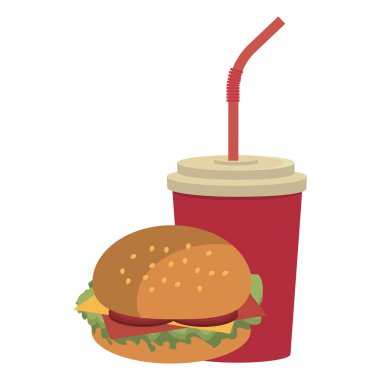 renkli Kupası ve hamburger, vektör grafiği