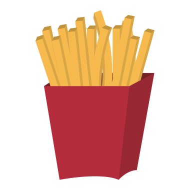 Kırmızı konteyner ve patates kızartması, vektör grafiği