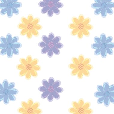 renkli çiçekler ve izole arka plan, vektör grafiği