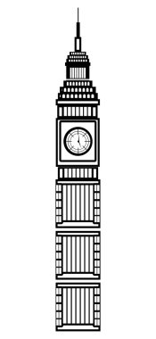 Bina, siyah ve beyaz büyük ben vektör grafiği