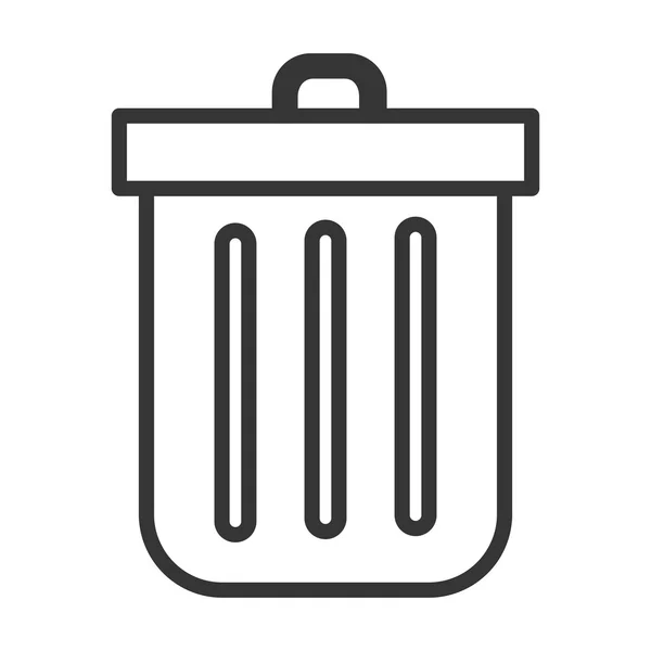 Black and white trash bin, vector graphic — Stock Vector