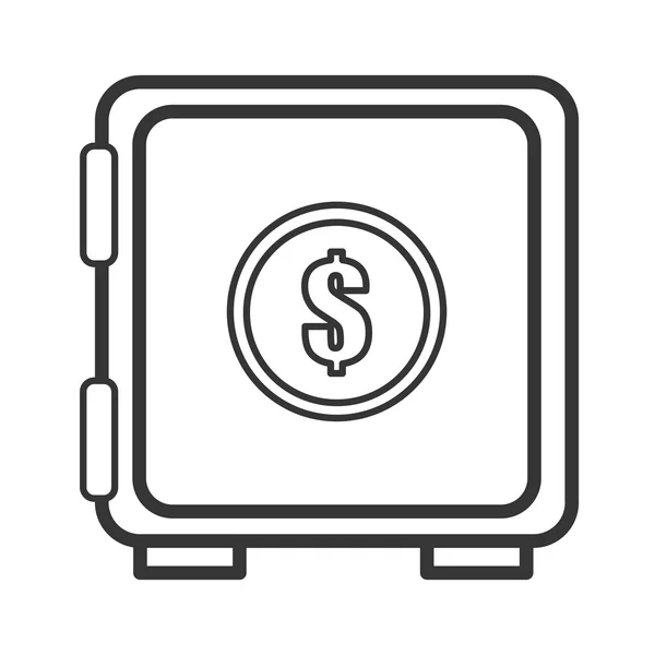 Cassetta di sicurezza con icona di denaro, grafica vettoriale — Vettoriale Stock